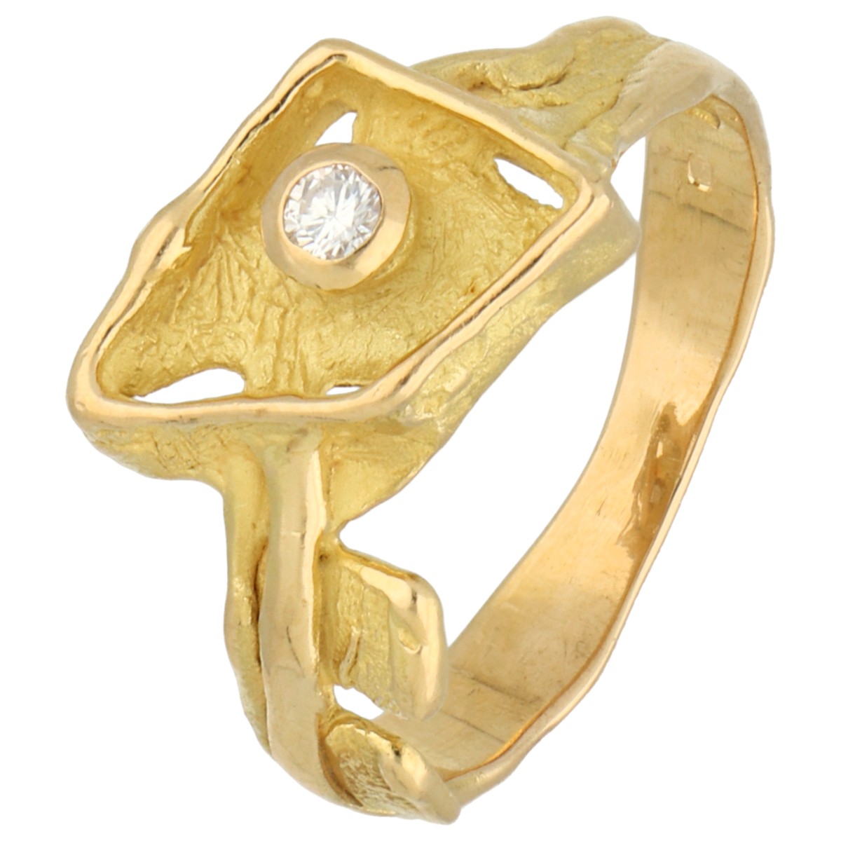 Helga Kordt 18K geelgouden design ring bezet met diamant