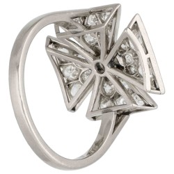 Palladium ring bezet met ca. 1.59 ct. diamanten