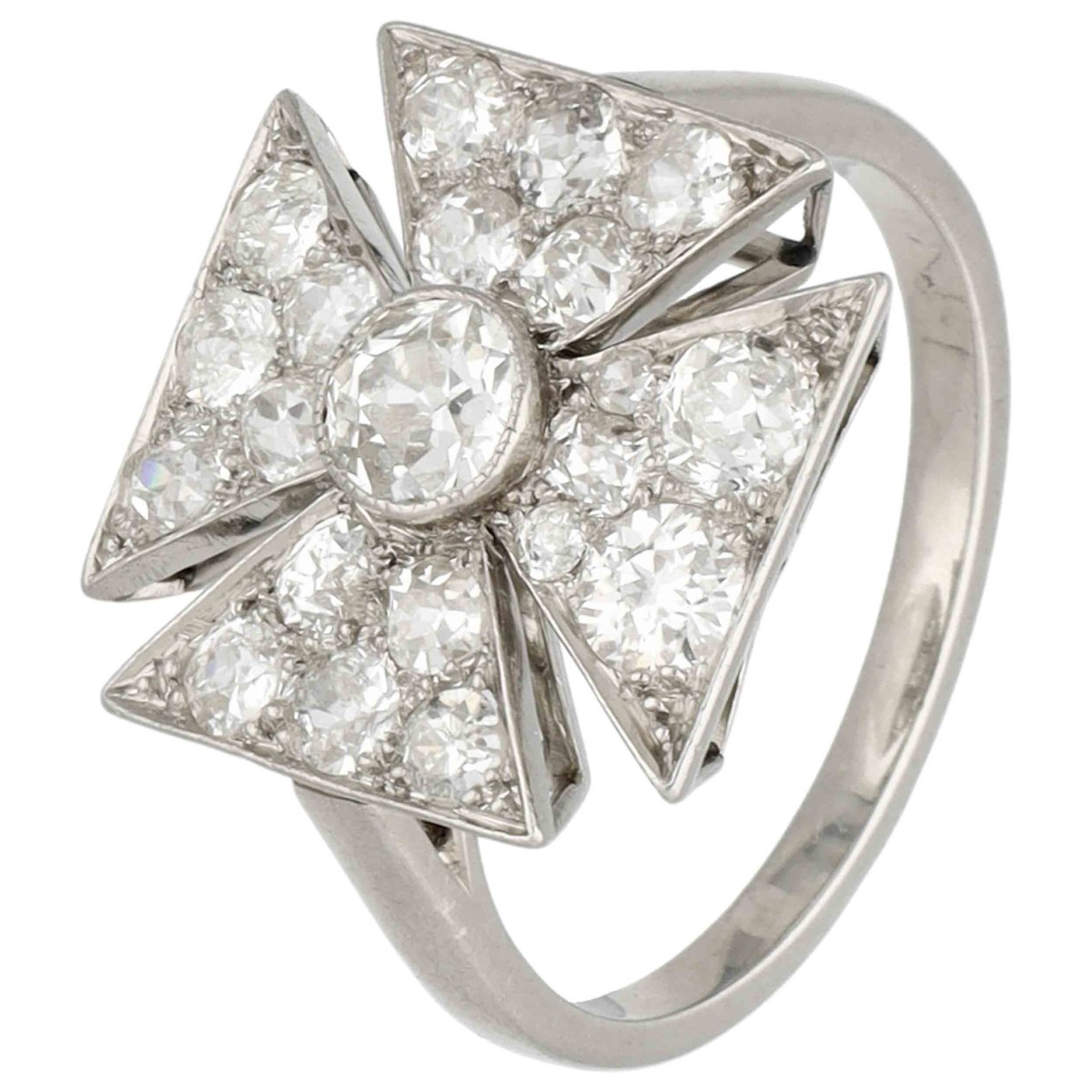 Palladium ring bezet met ca. 1.59 ct. diamanten