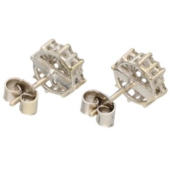 18K Witgouden rozet oorstekers bezet met ca. 1.06 ct. diamant