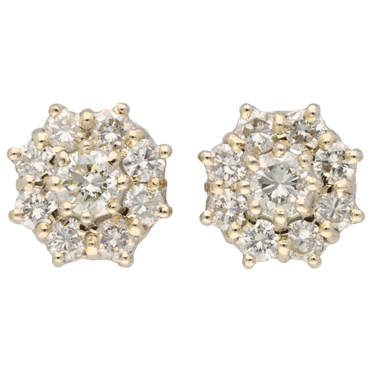 18K Witgouden rozet oorstekers bezet met ca. 1.06 ct. diamant