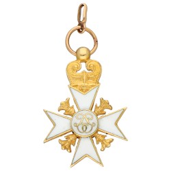 18K geelgouden Belgisch Burgerlijk Kruis 1ste klasse miniatuur hanger