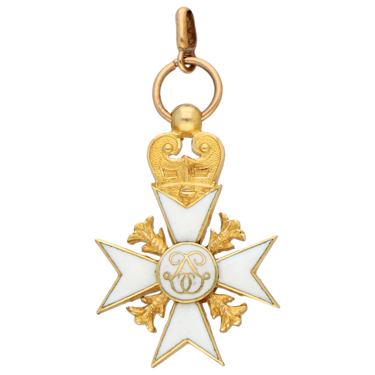 18K geelgouden Belgisch Burgerlijk Kruis 1ste klasse miniatuur hanger