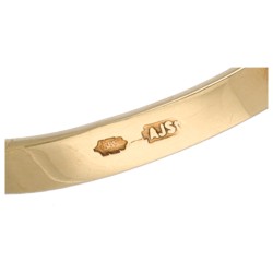 14K Geelgouden ring bezet met roos geslepen diamant en geslepen glas