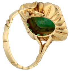 14K Geelgouden ring bezet met natuurlijk smaragd