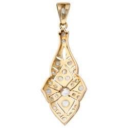 14K Geelgouden hanger bezet met roos geslepen diamanten