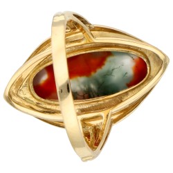 18K Geelgouden ring  bezet met mosagaat
