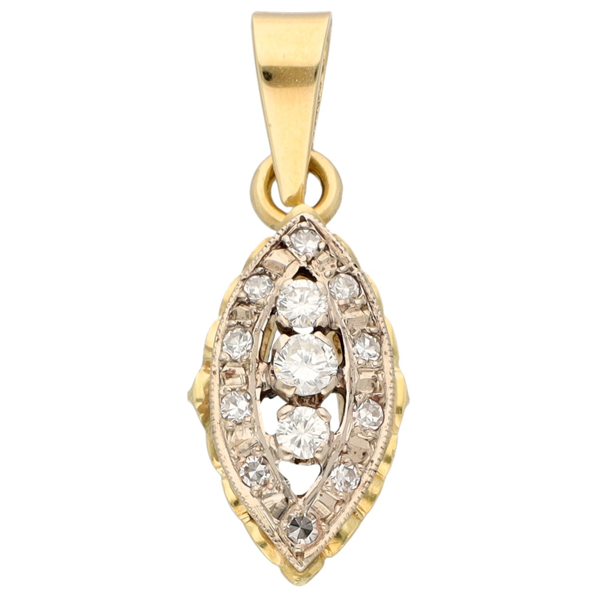 14K Bicolor gouden hanger bezet met ca. 0.21 ct. diamant
