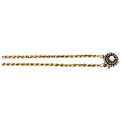 14K Geelgouden schakelarmband bezet met een roos geslepen diamant