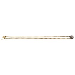 14K Geelgouden schakelarmband bezet met een roos geslepen diamant