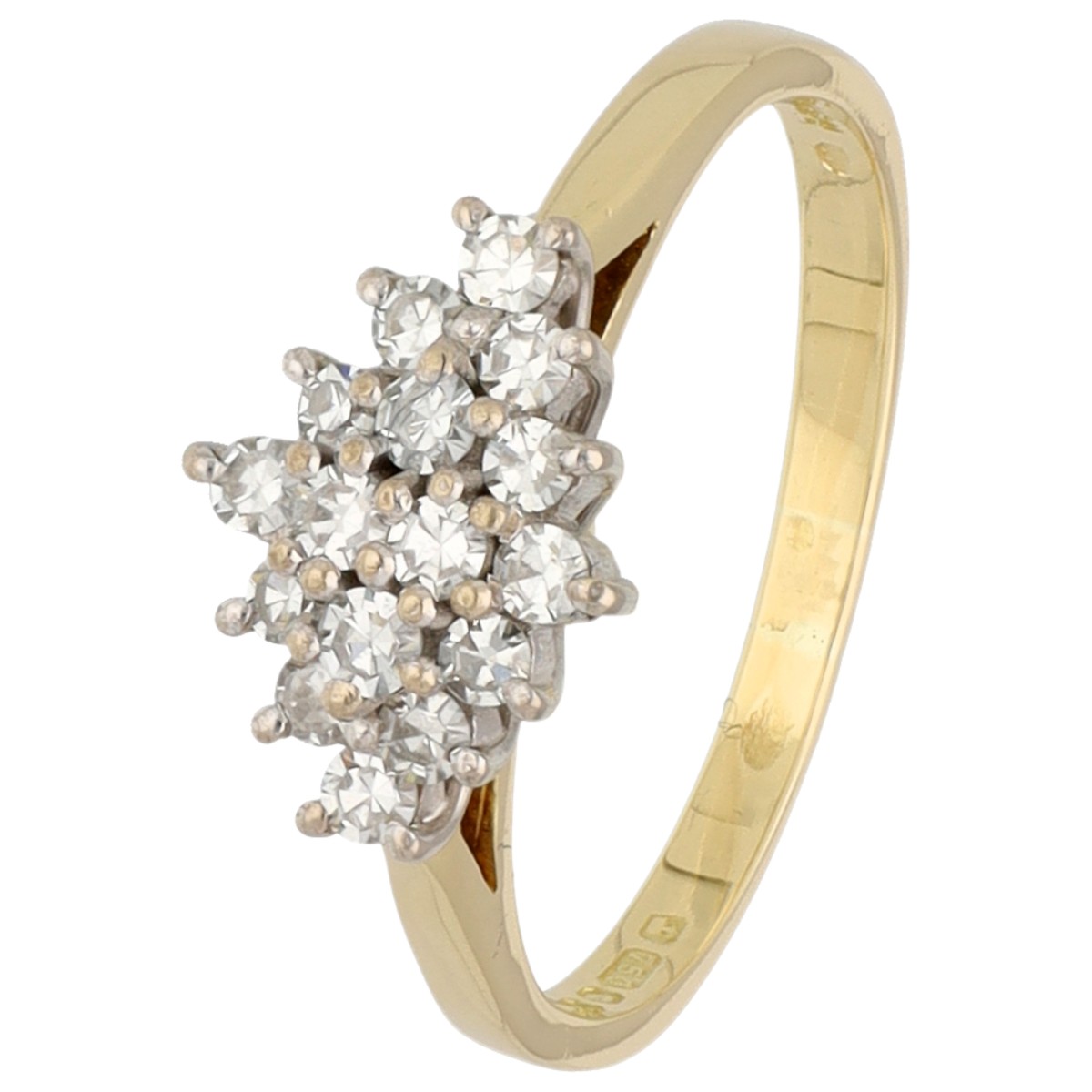 18K Geelgouden ring bezet met ca. 0.32 ct. diamant