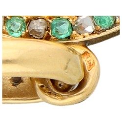 18K Geelgouden hanger bezet met robijn, smaragd en diamant