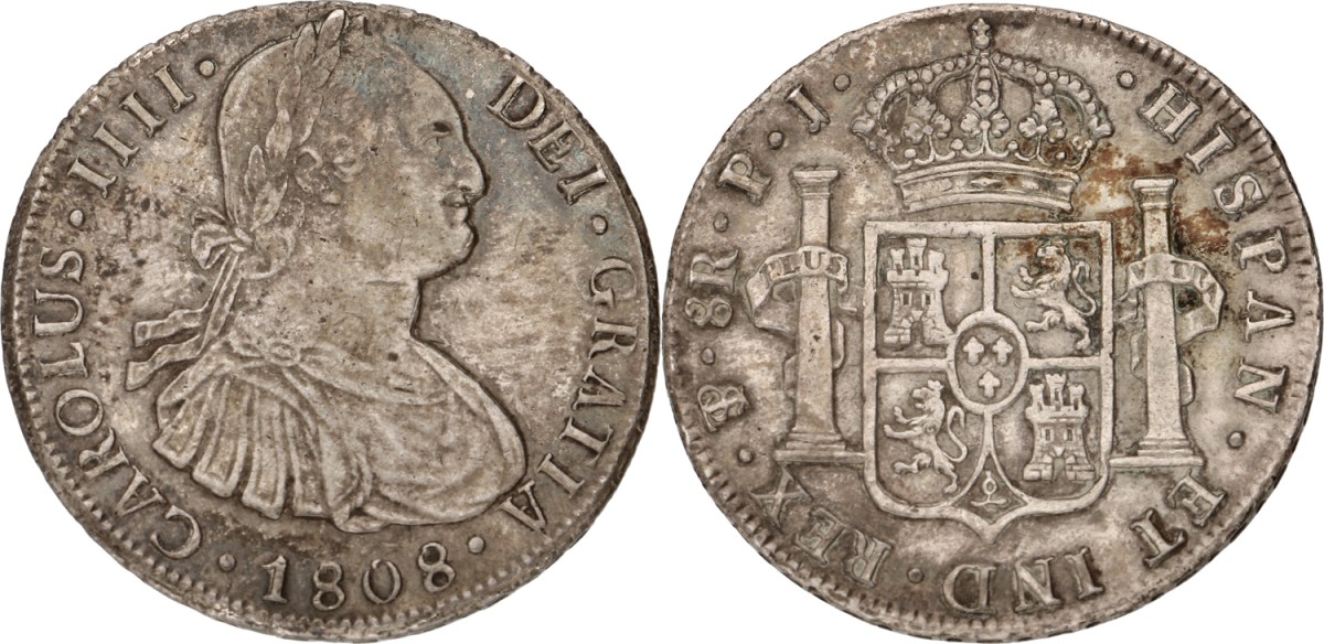 Goudwisselkantoor auction: Bolivia. Spanish colony. Charles IV. 8 reals. 1808 PTS PI. XF