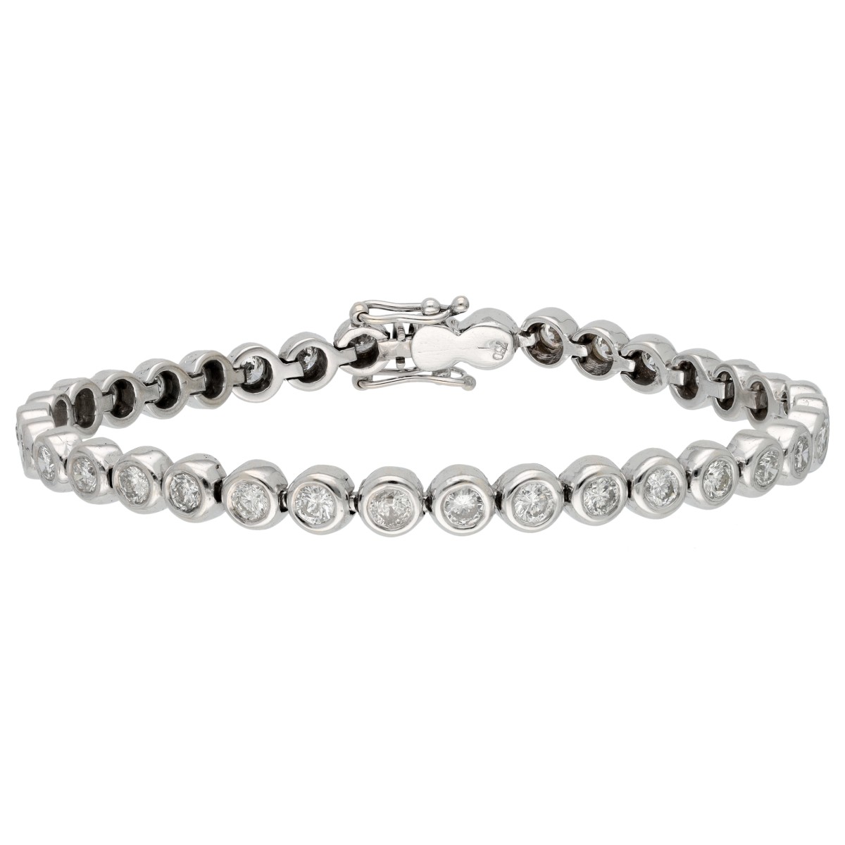 Goudwisselkantoor auction: 18K White gold tennis bracelet set with diamonds