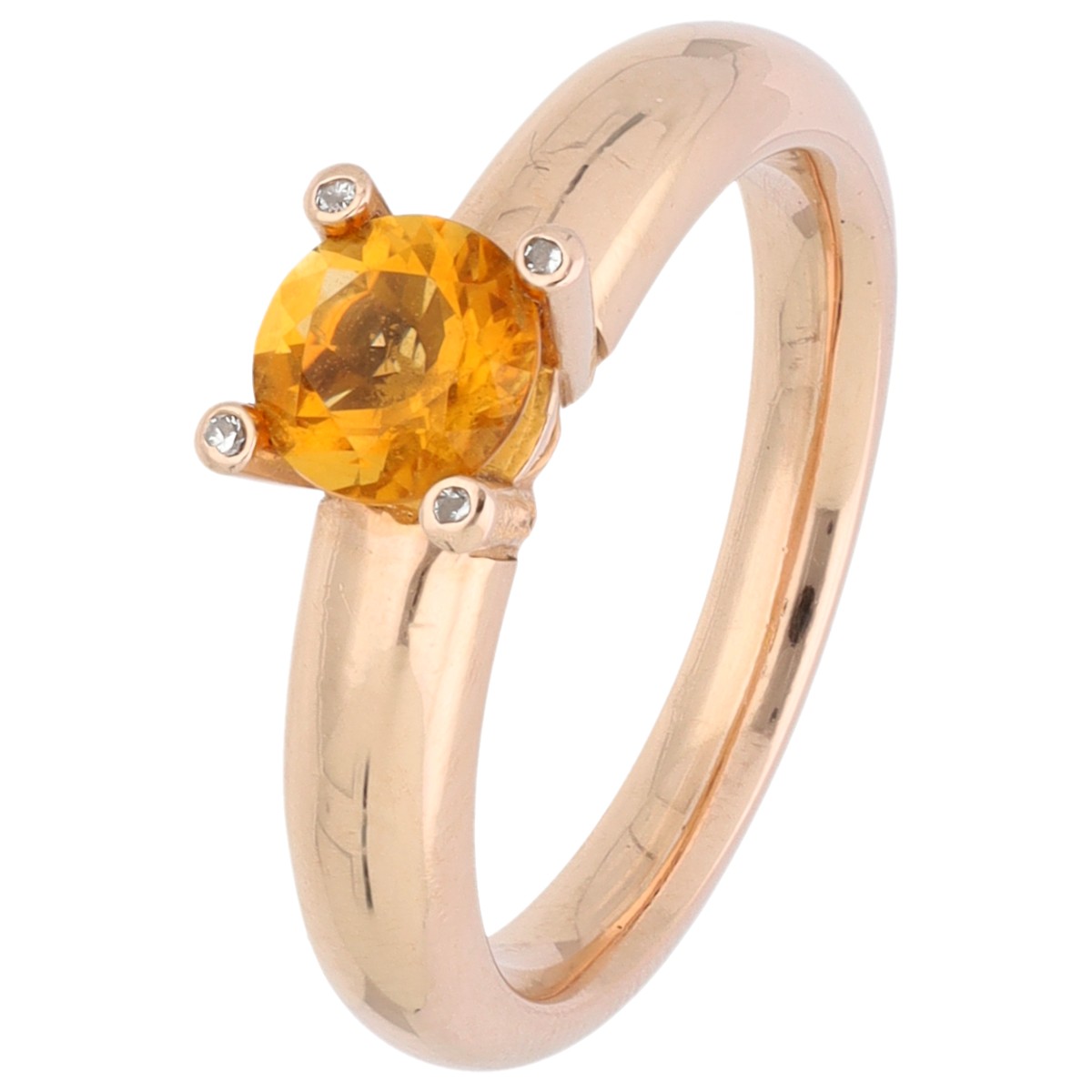 Goudwisselkantoor auction: Bron 'Phlox' 14K rose gold ring with citrine and diamond