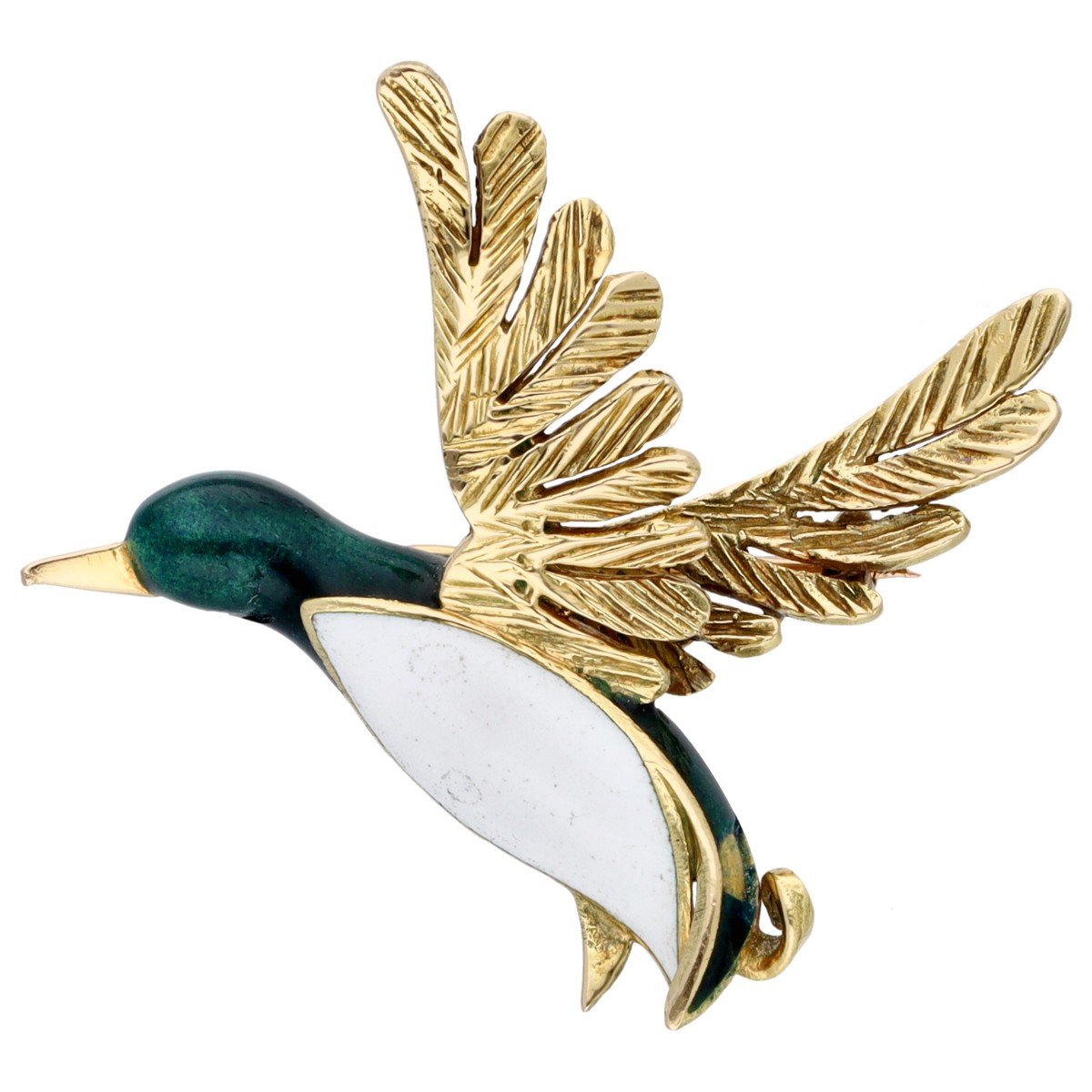 Goudwisselkantoor auction: 18K Yellow gold brooch with enamel