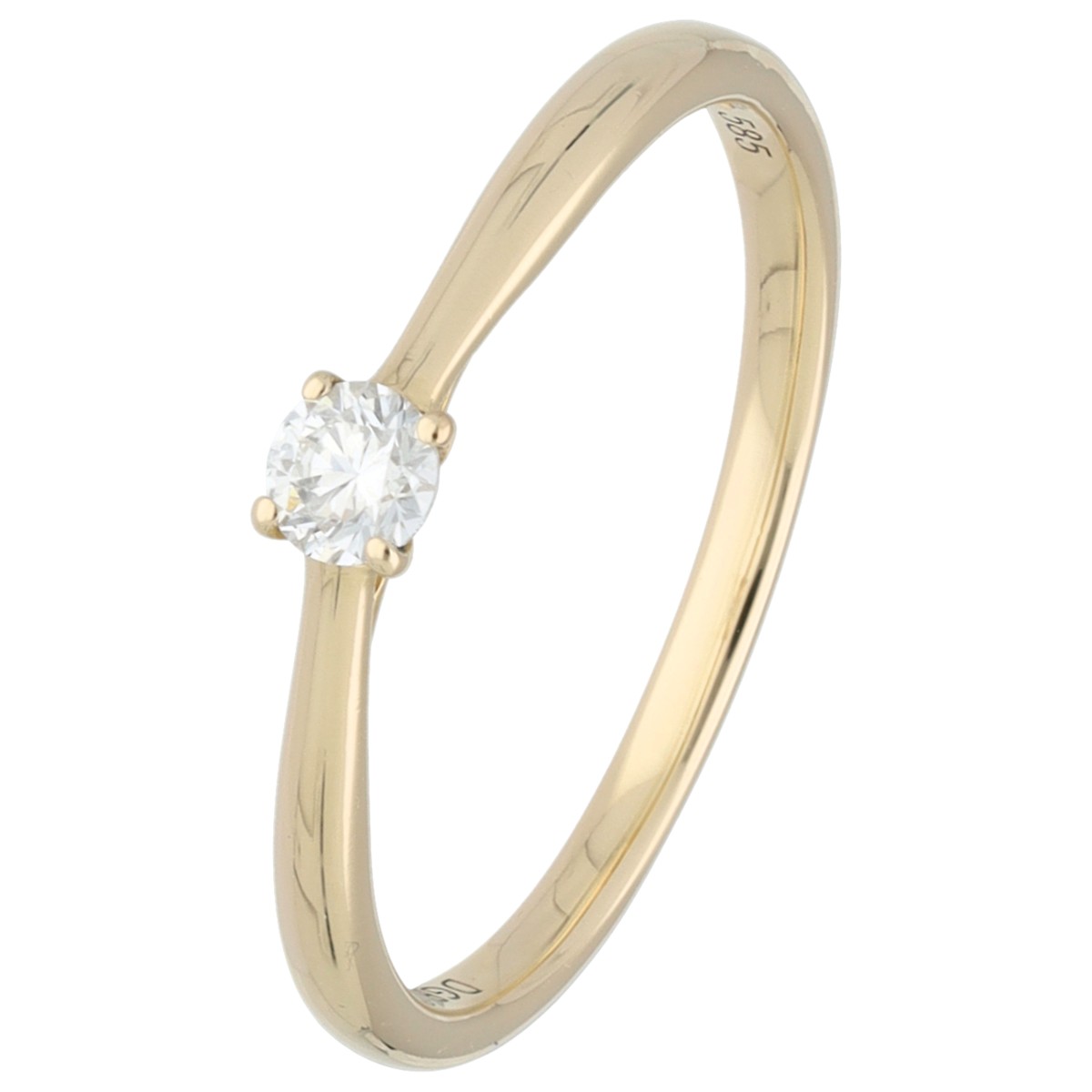 Goudwisselkantoor auction: 14K Geelgouden solitair ring bezet met ca. 0.12 ct. diamant