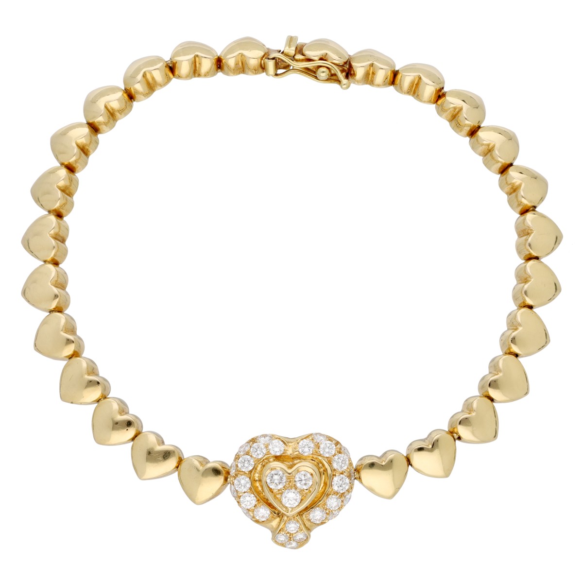 Goudwisselkantoor auction: 18K Yellow gold bracelet set with approx. 0.86 ct. diamond