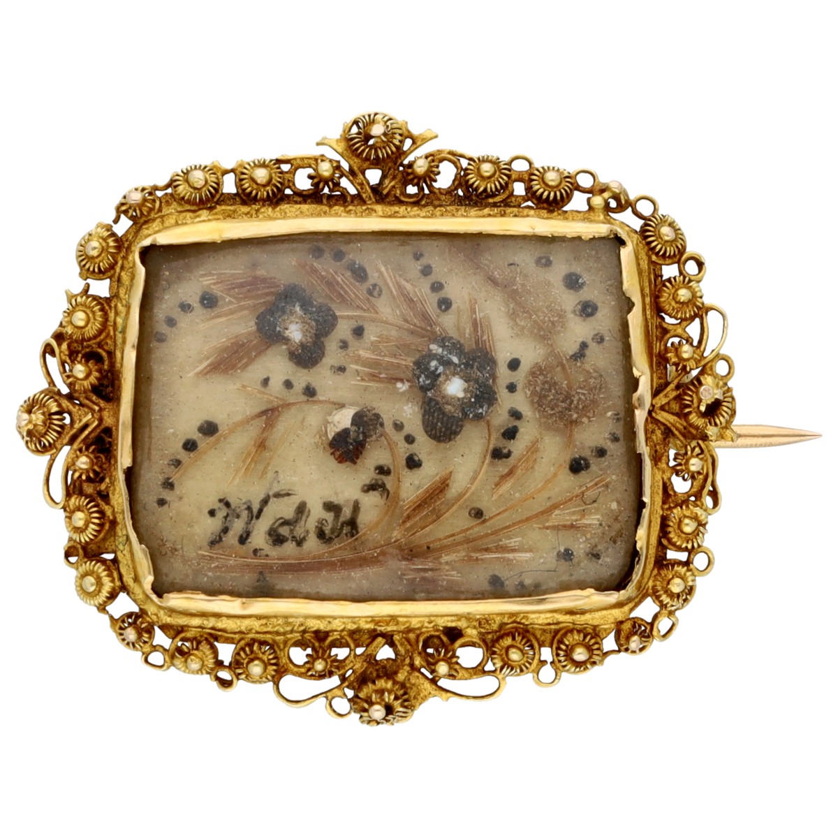 Goudwisselkantoor auction: 14K Geelgouden herinneringsbroche