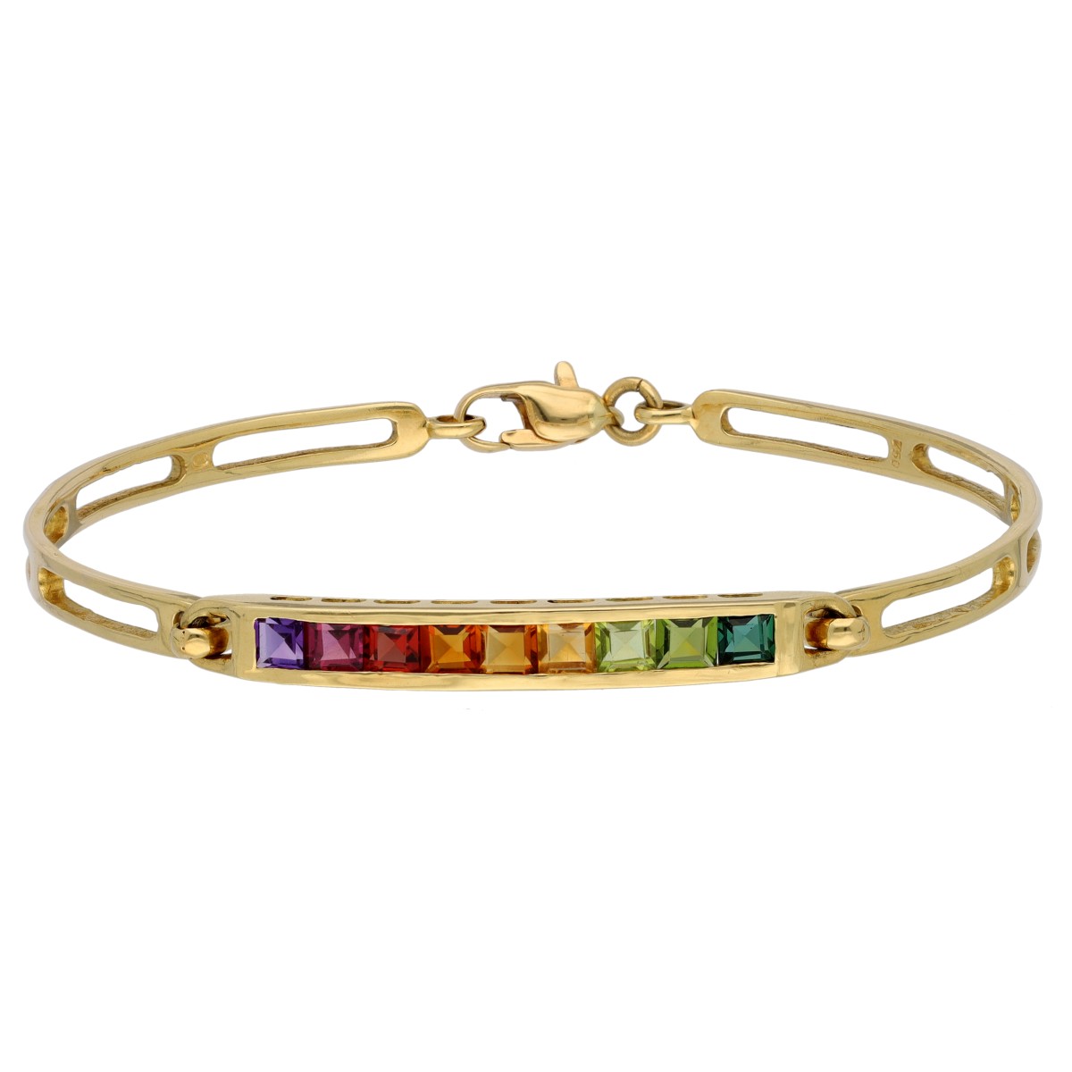 Goudwisselkantoor auction: 18K Geelgouden flexibele armband bezet met diverse edelstenen