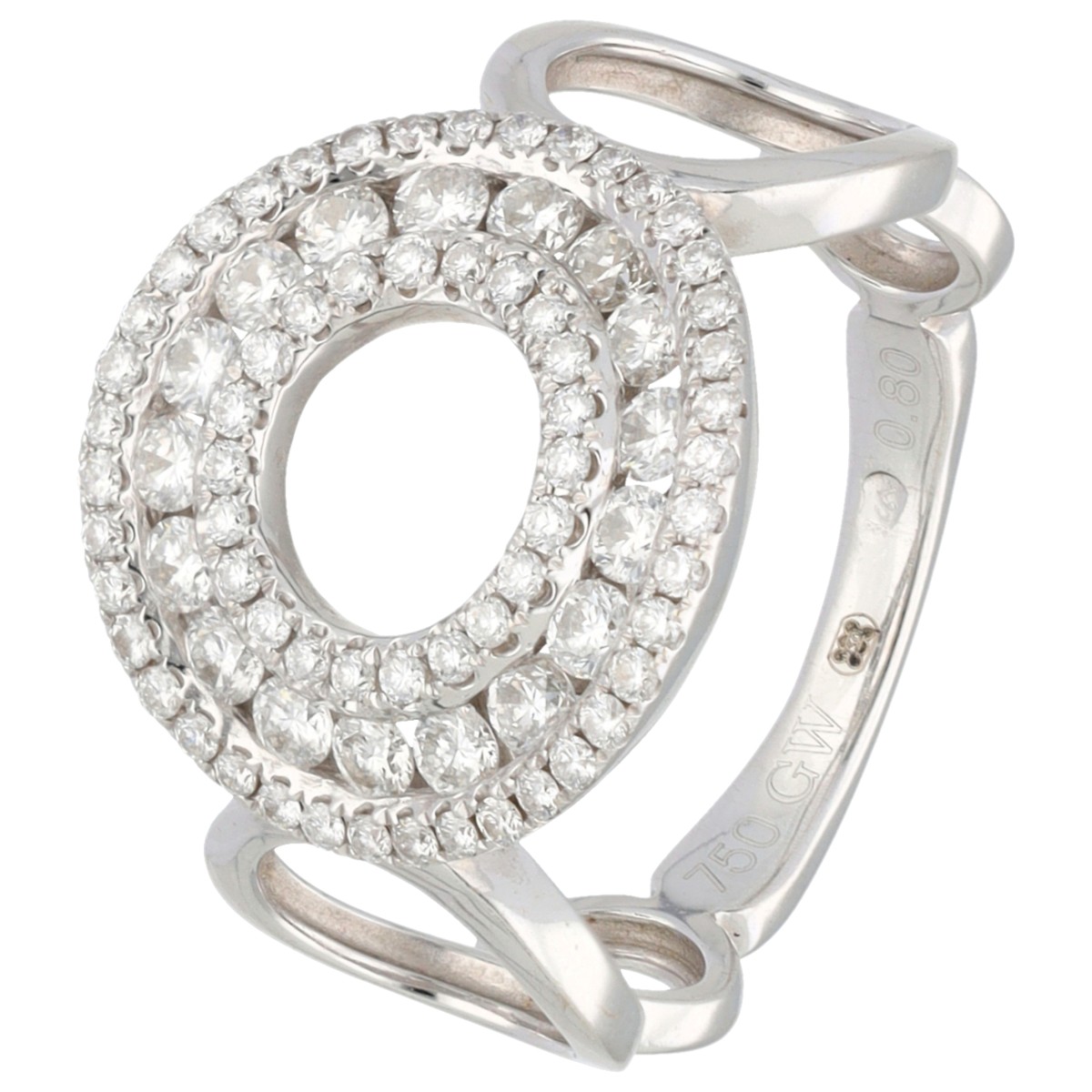 Goudwisselkantoor auction: 18K White gold ring set with approx. 0.80 ct. diamond
