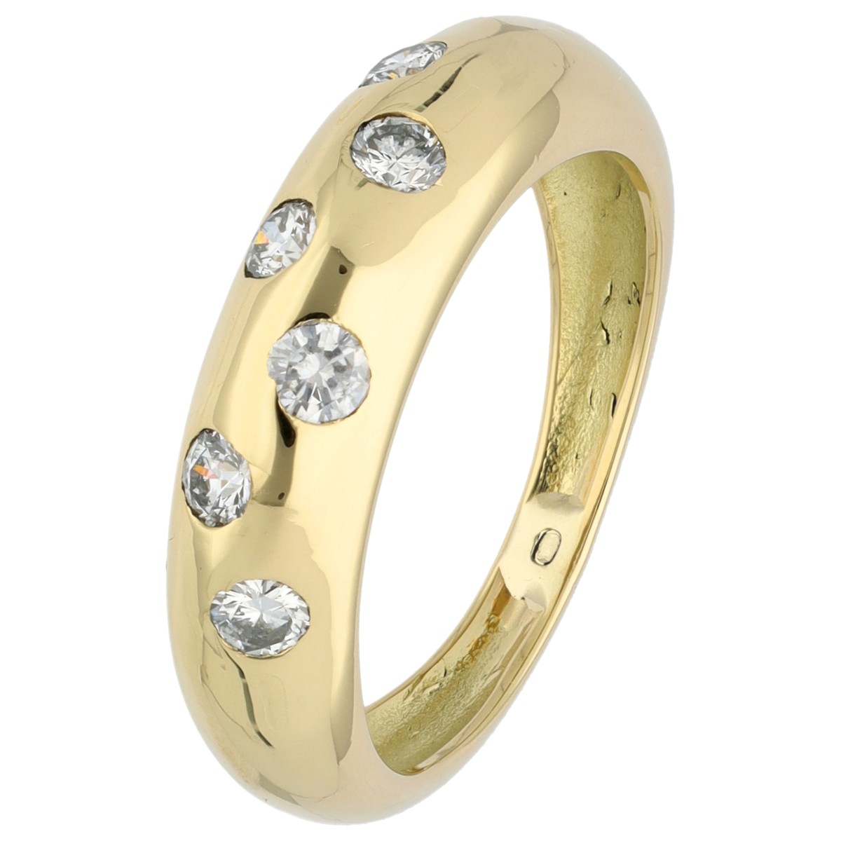 Goudwisselkantoor auction: 18K Geelgouden ring bezet met ca. 0.48 ct. diamant