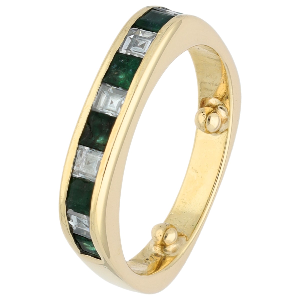 Goudwisselkantoor auction: 18K Yellow gold ring set with approx. 0.25 ct. diamond and approx. 0.24 ct. emerald