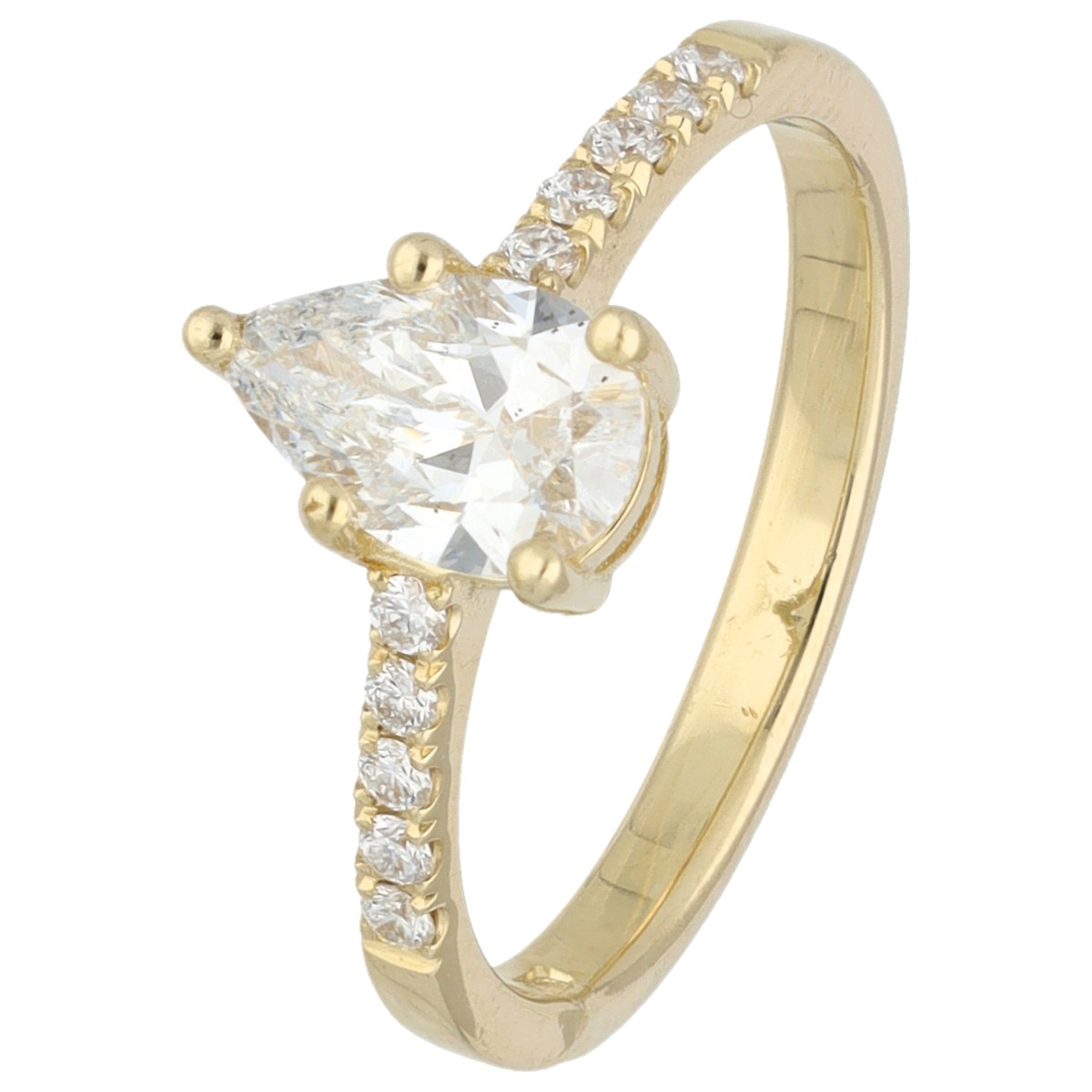 Goudwisselkantoor auction: 14K Geelgouden ring bezet met ca. 0.82 ct. diamant