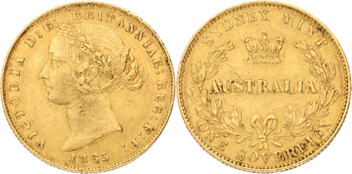 Goudwisselkantoor auction: Australia. Victoria. 1 Sovereign. 1865. VF.