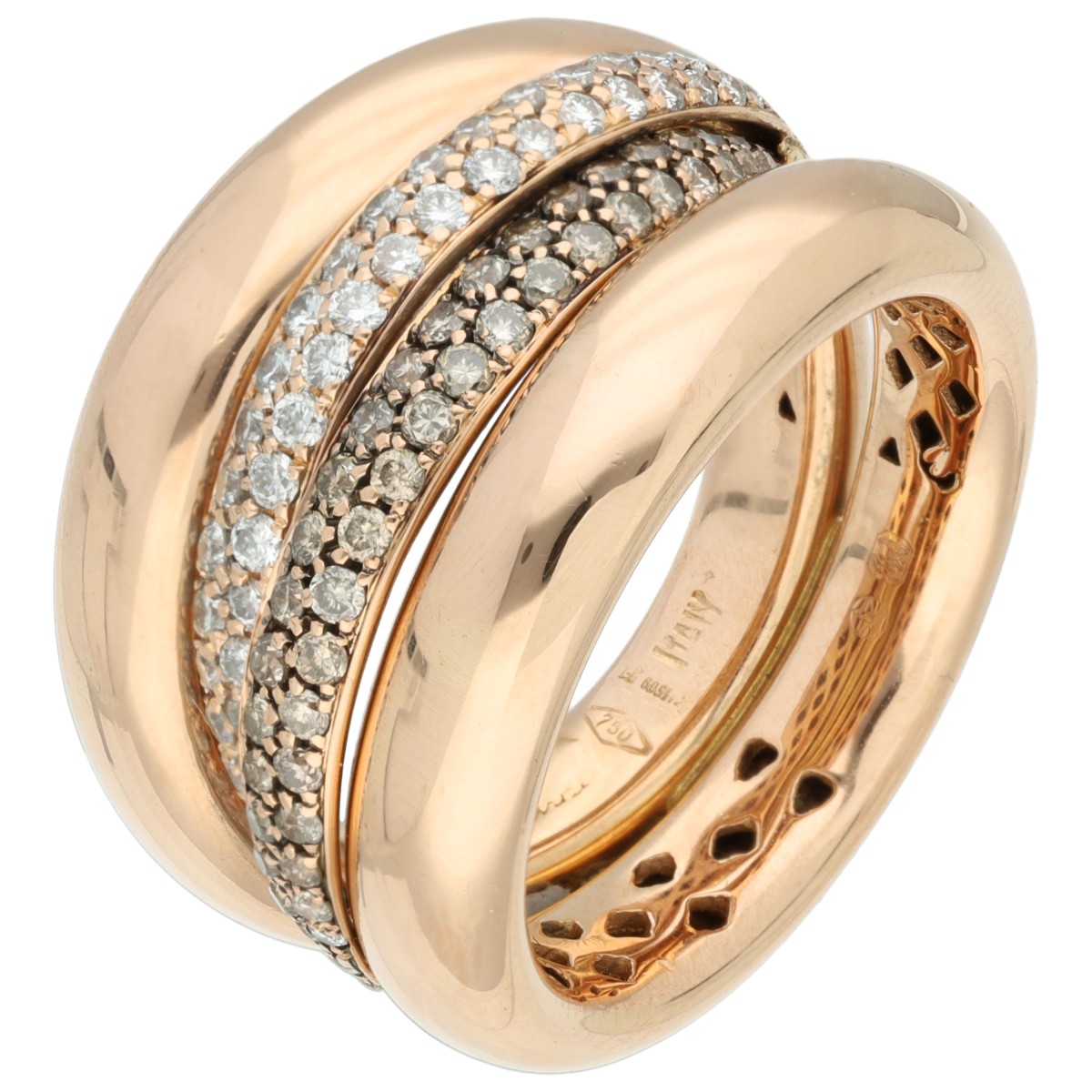 Goudwisselkantoor auction: Oromalia 18K Rose gold ring set with approx. 0.72 ct. diamond