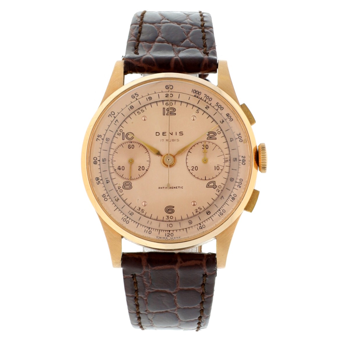 Goudwisselkantoor auction: No Reserve - Denis Chronograph 18K. - Men's watch