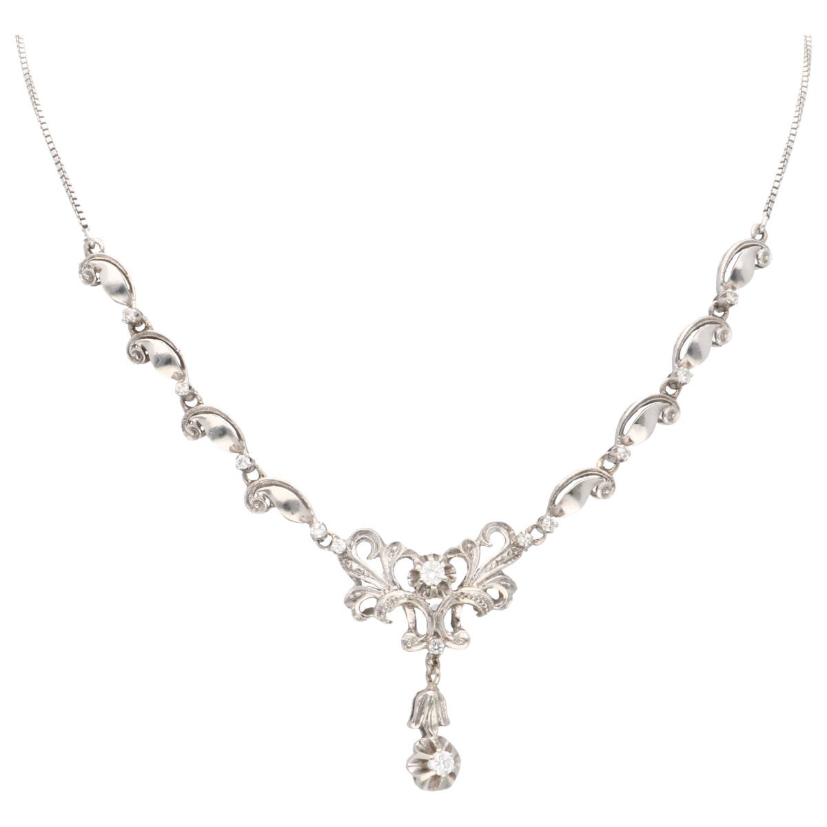 Goudwisselkantoor auction: 18K Witgouden collier bezet met diamant