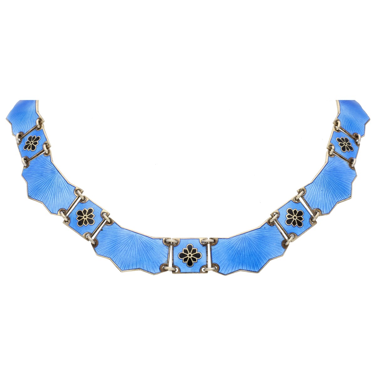 Goudwisselkantoor auction: Sterling silver/gold-plated necklace set with enamel