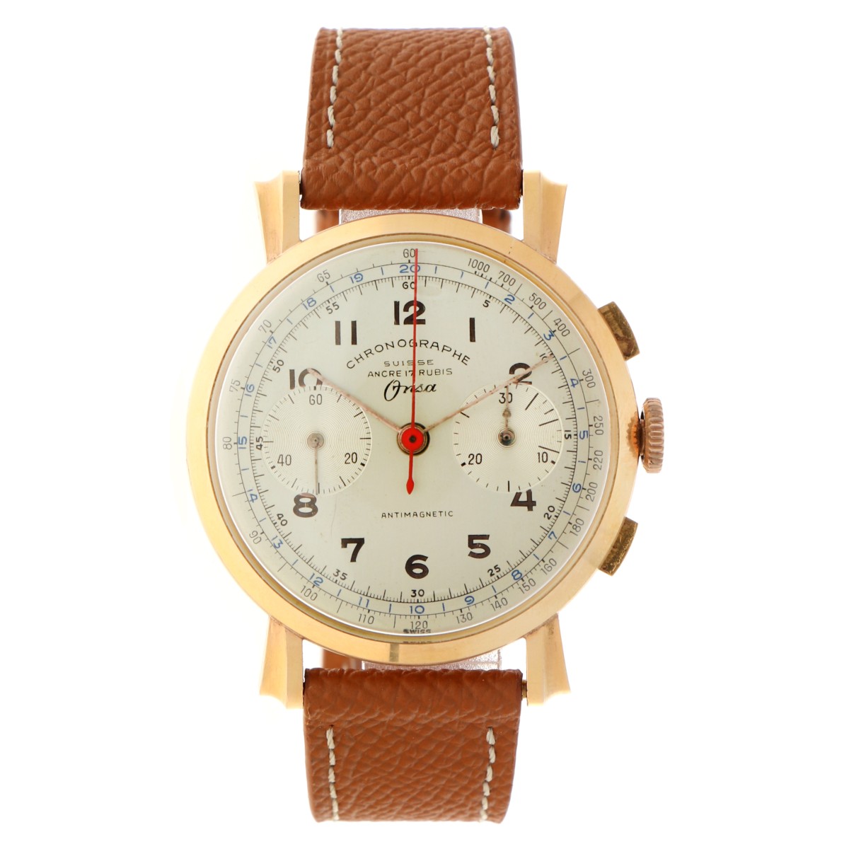 Goudwisselkantoor auction: No Reserve - Onsa Chronograph Suisse Fancy Lugs 18K. - Heren horloge