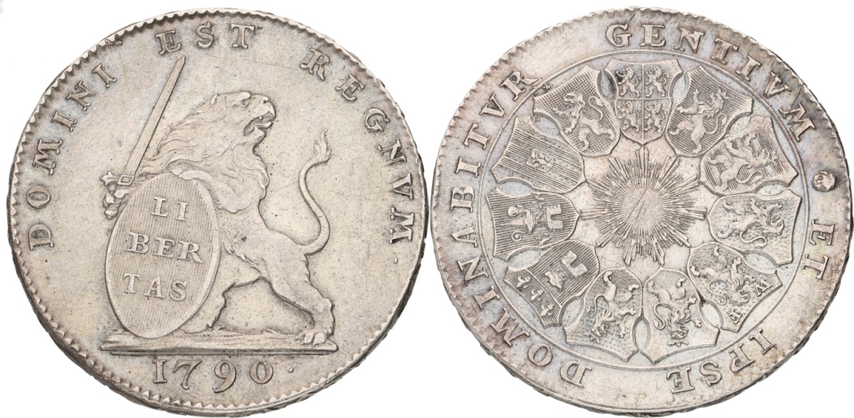 Goudwisselkantoor auction: Zilveren leeuw. Verenigde Belgische Staten. 1790. VF +