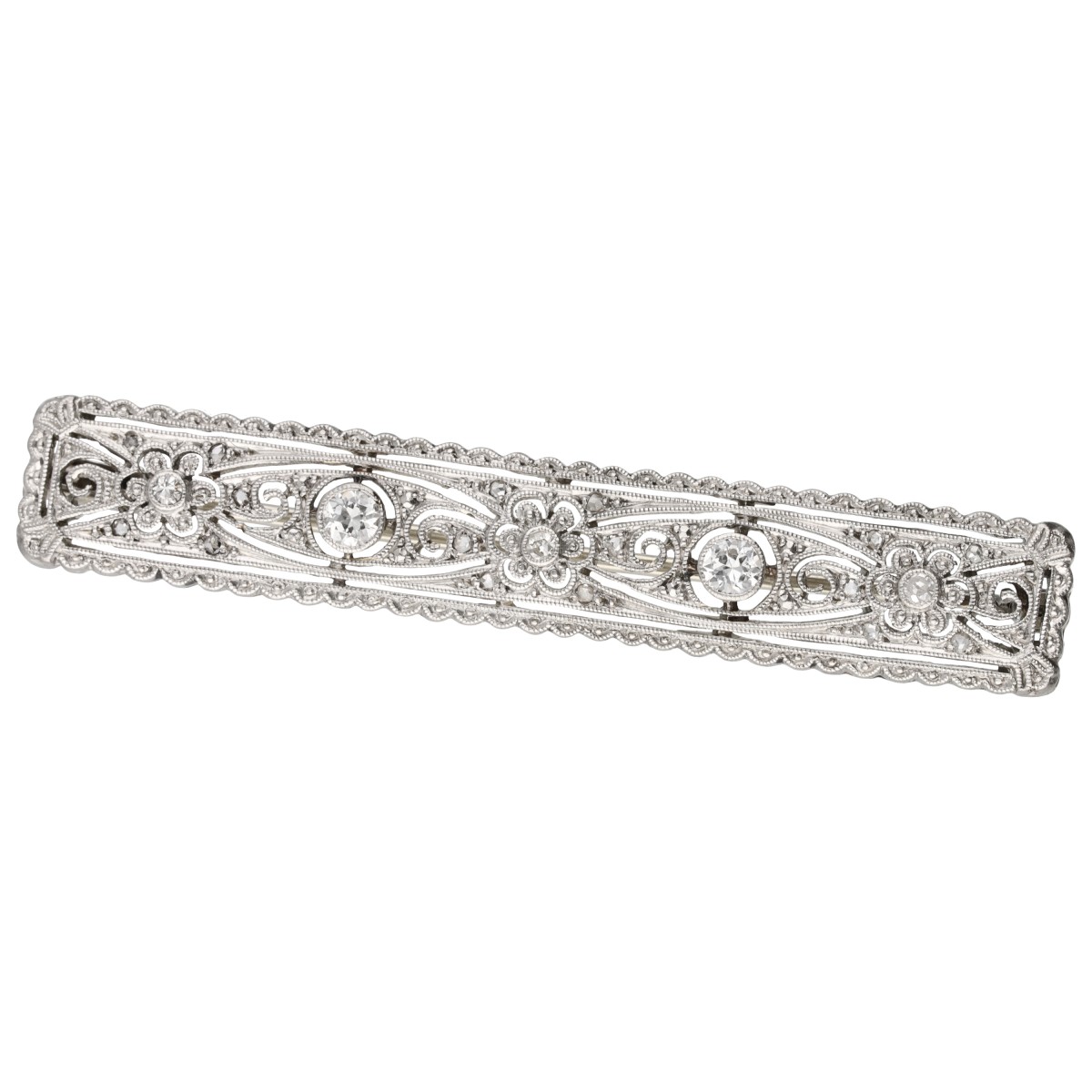 Goudwisselkantoor auction: Art Deco 18K Gold/platinum brooch set with diamonds