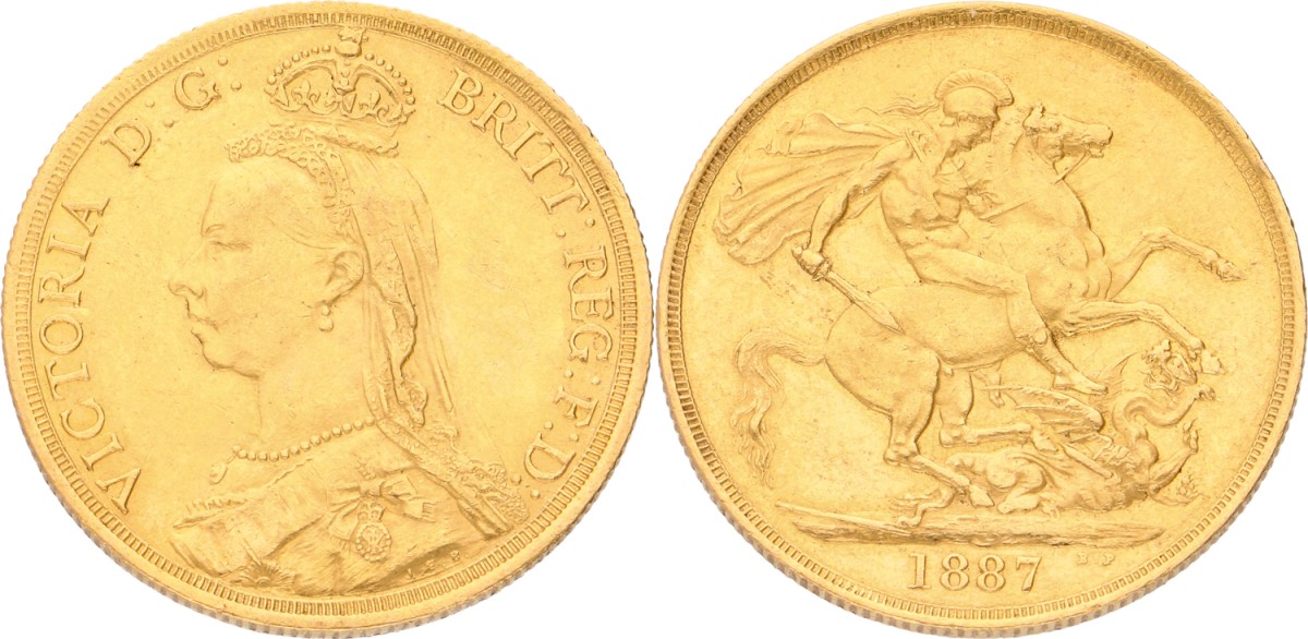 Goudwisselkantoor auction: Great Britain. Victoria. 2 Pounds. 1887. XF -