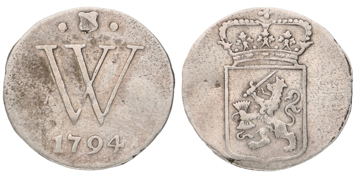 Goudwisselkantoor auction: Dubbele stuiver. W.I.C. 1794. F