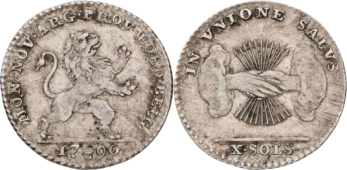 Goudwisselkantoor auction: Halve florin of gulden. In Vnione Salvs. Verenigde Belgische Staten. 1790. VF / XF