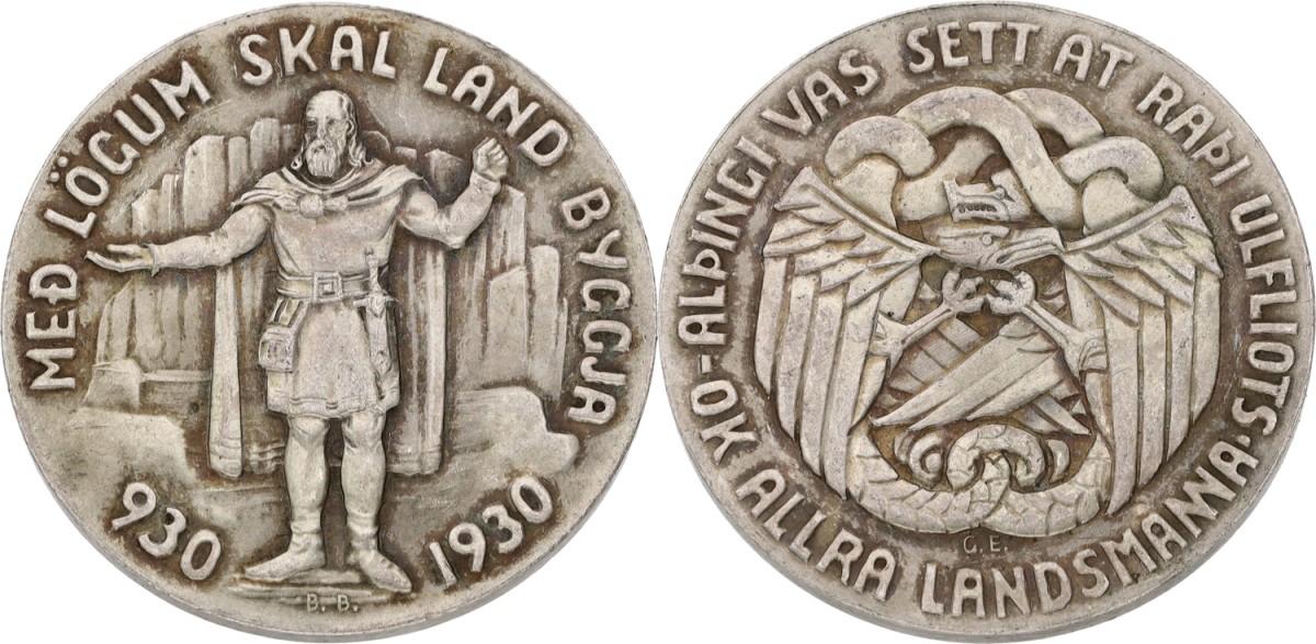 Goudwisselkantoor auction: Iceland. 5 Kronur. Althing Millennium. 1930. VF / XF
