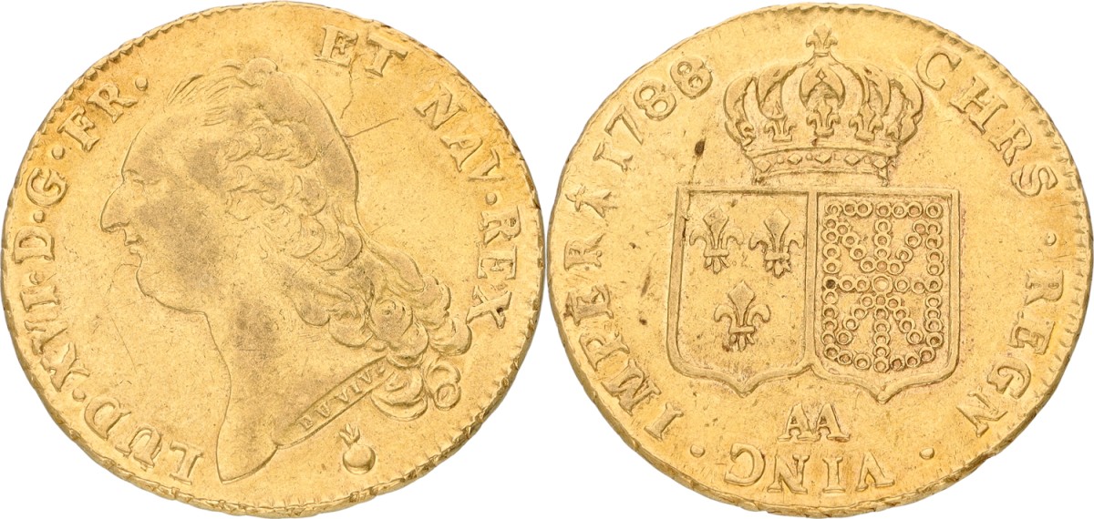 Goudwisselkantoor auction: France. Kingdom. Louis XVI. 2 Louis d'or. 1788 AA. VF +