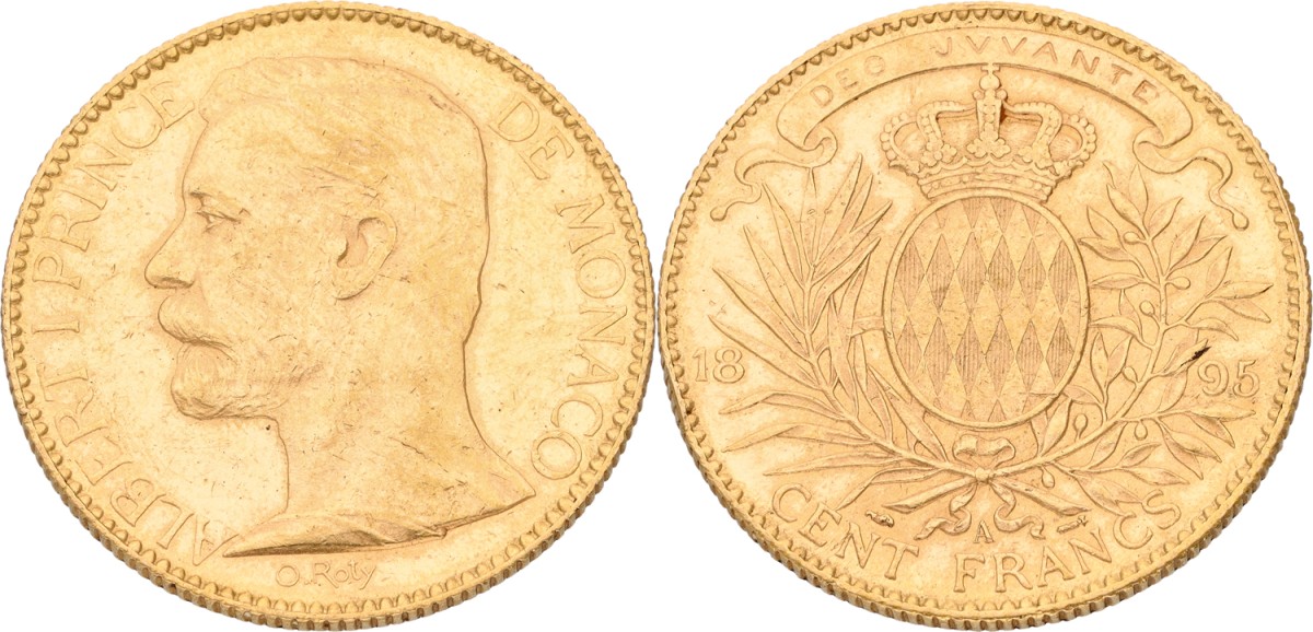 Goudwisselkantoor auction: Monaco. Albert I. 100 Francs. 1895 A. VF +