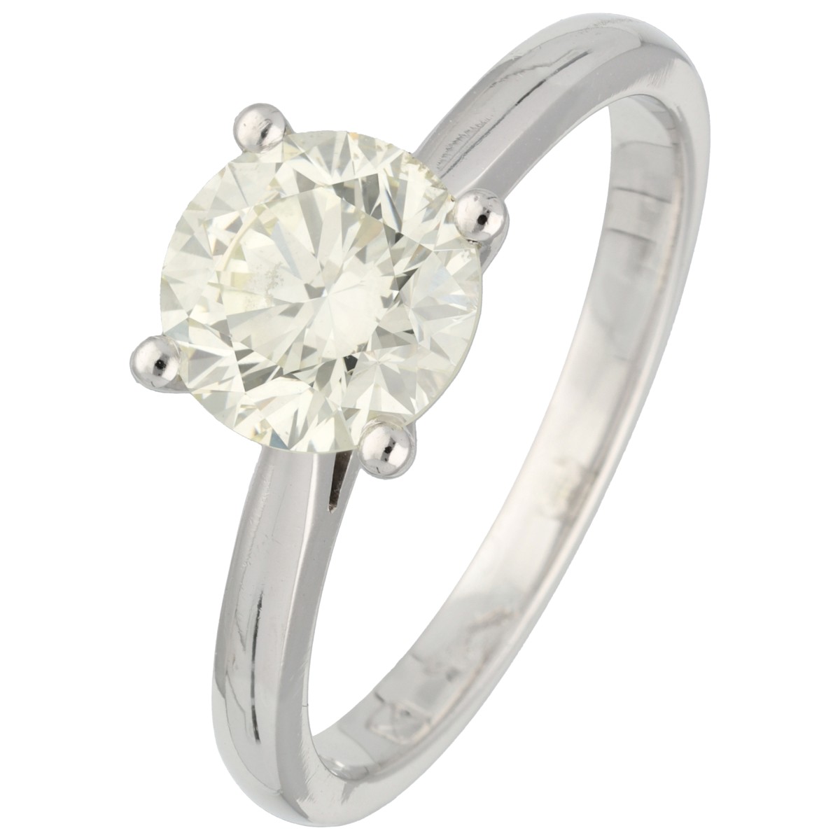 Goudwisselkantoor auction: 18K Witgouden solitair ring bezet met 1.30 ct. diamant, HRD gecertificeerd