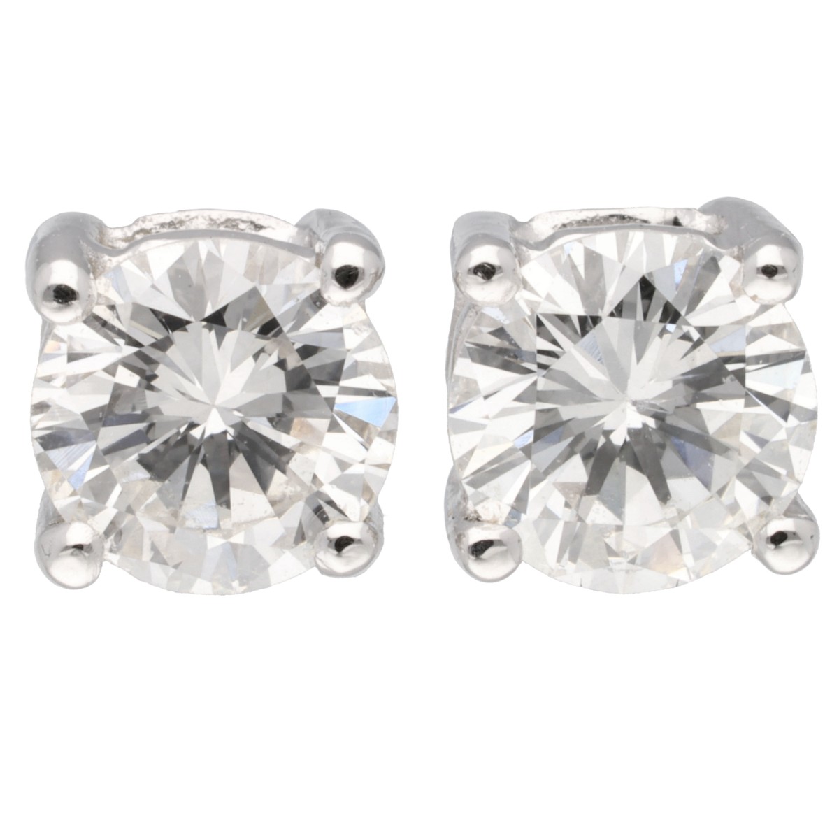 Goudwisselkantoor auction: 18K Witgouden solitair oorstekers bezet met diamant