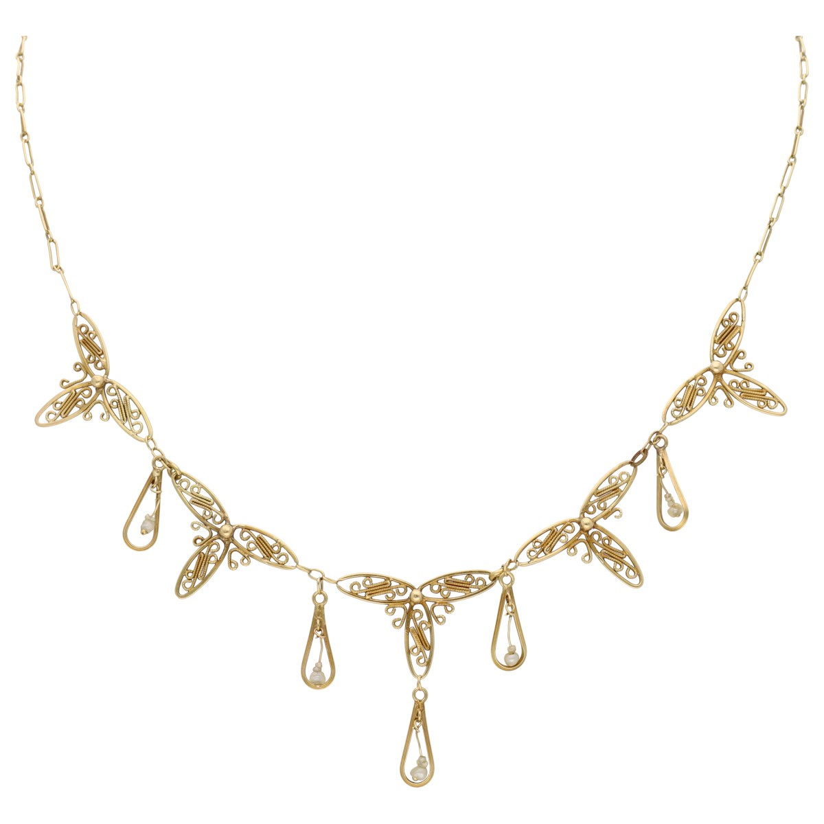 Goudwisselkantoor auction: 14K Geelgouden collier bezet met zaadparels