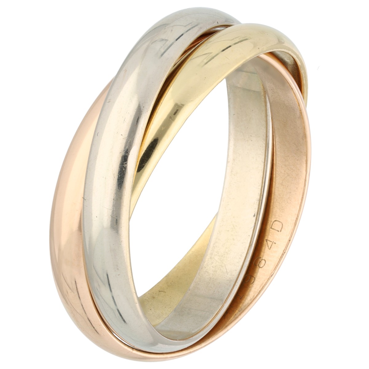 Goudwisselkantoor auction: Cartier 'Les must de Cartier Trinity' 18K Tricolor gouden ring