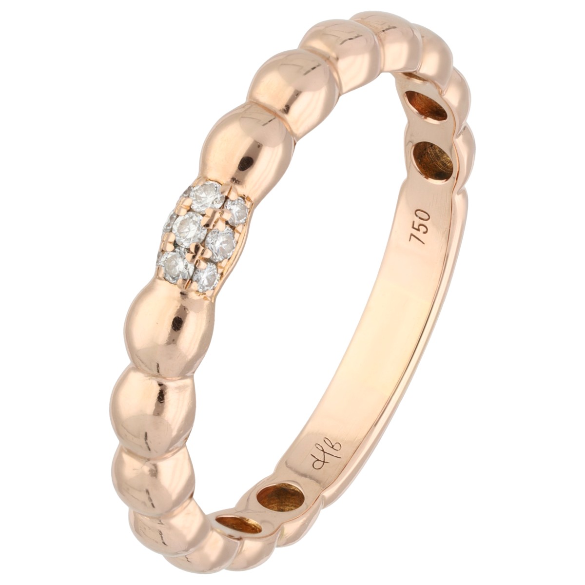 Goudwisselkantoor auction: Hulchi Belluni 18K Roségouden ring bezet met diamant
