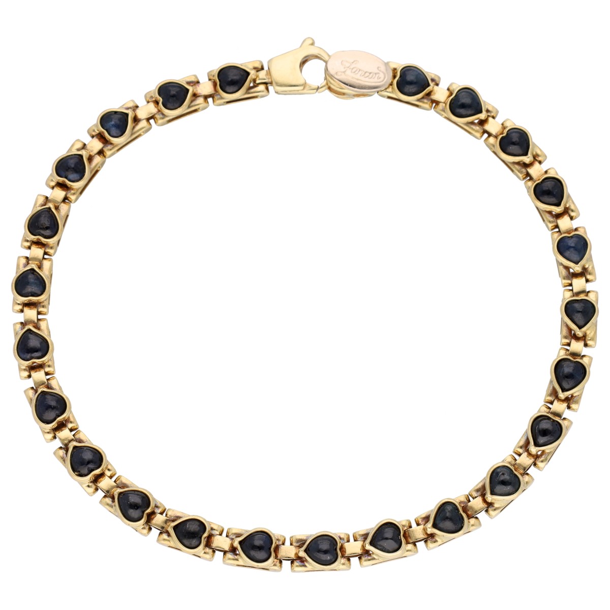 Goudwisselkantoor auction: 18K Geelgouden schakel armband bezet met saffier
