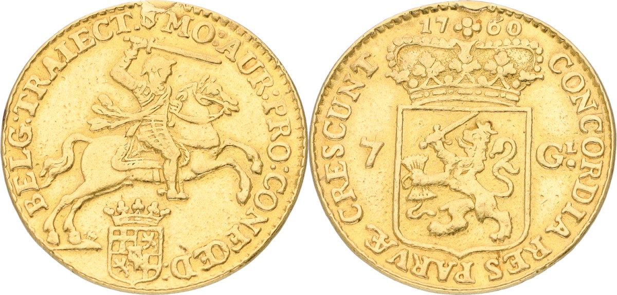 Goudwisselkantoor auction: Halve gouden rijder van 7 gulden. Utrecht. 1760. F