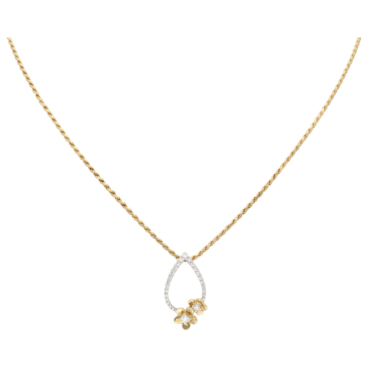 Goudwisselkantoor auction: 18K Bicolor gouden collier bezet met diamant